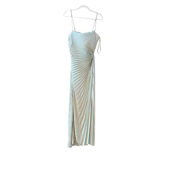 ALC pleated Layla evening dress gown Canary light green size 6/8 - Picture 6 of 13